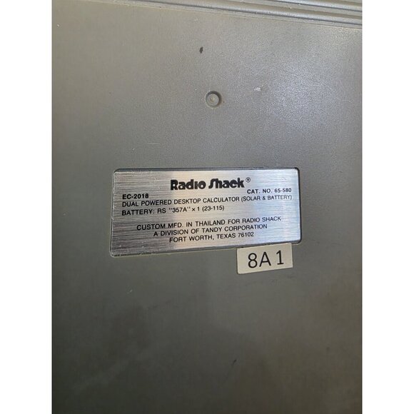 Radio Shack 12 Digit Calculator EC-2018 Solar & Battery Tilt Display Works VTG - Picture 7 of 7